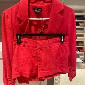 Aqua 2 piece coral blazer and shorts